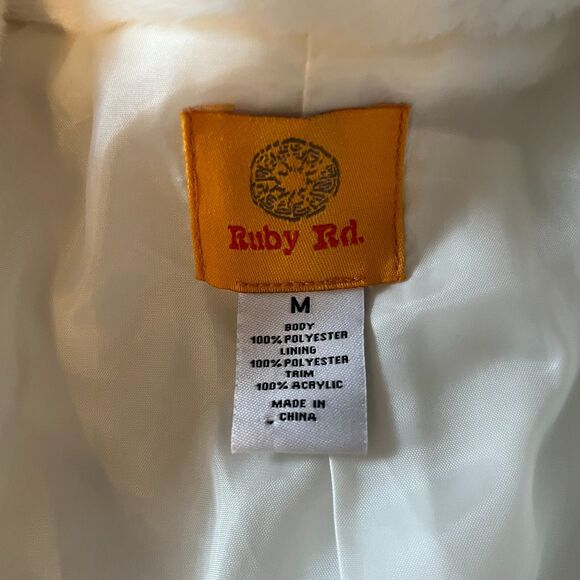 Ruby Rd Womens M Cream Full Zip Quilted Puffer Vest w/Faux Fur Collar Sleeveless - Picture 4 of 6